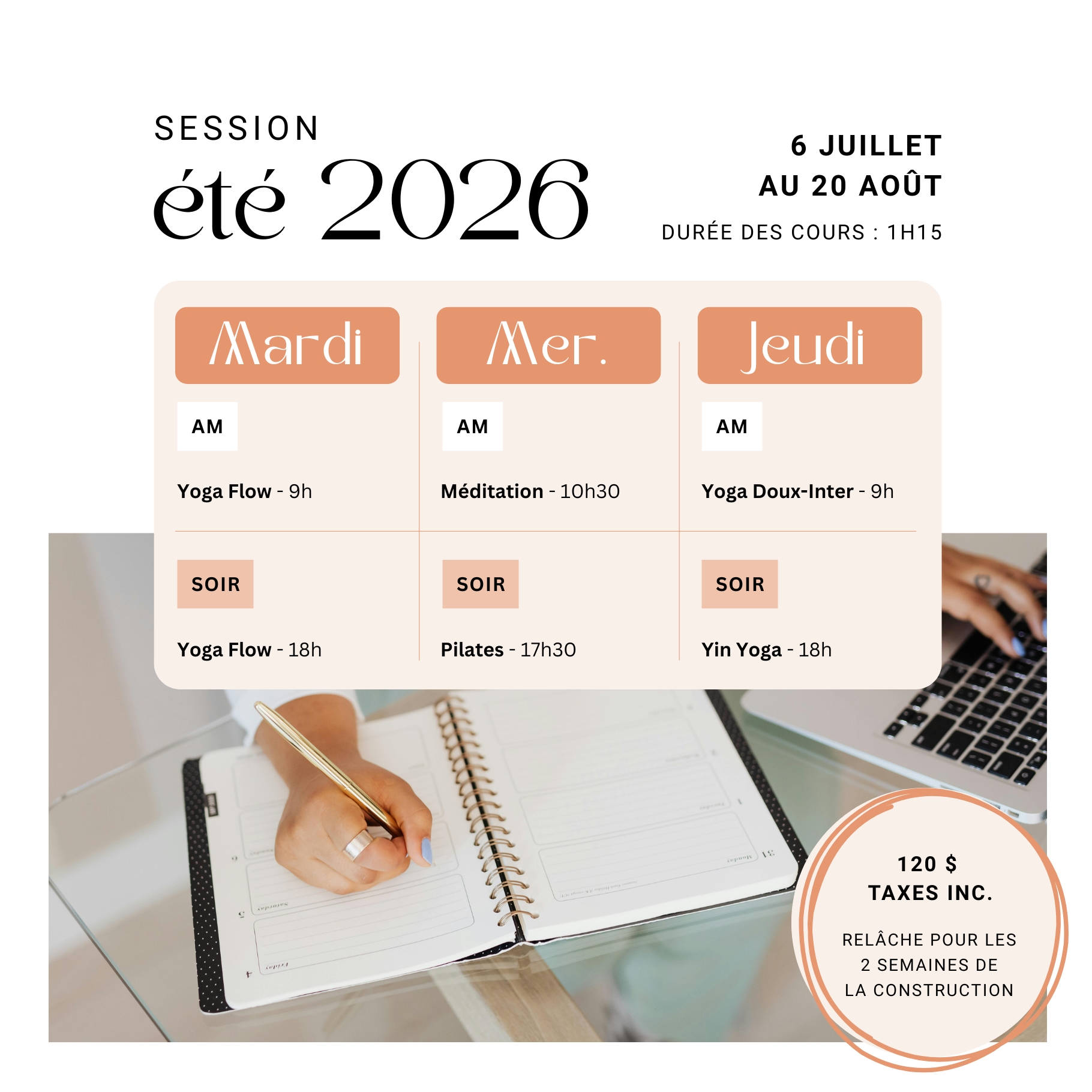 Horaire été centre KA 2026